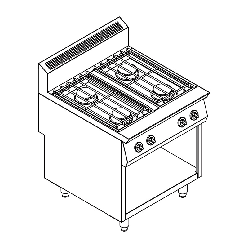 Gas Range (Open Cupboard)
