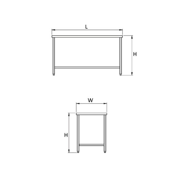 Granite Top central Work Table (W/under shelf)