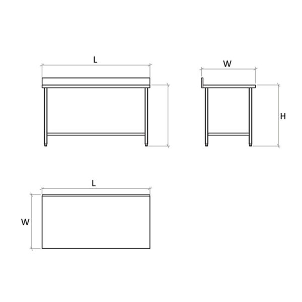 work table (w/back splash w/under shelf)